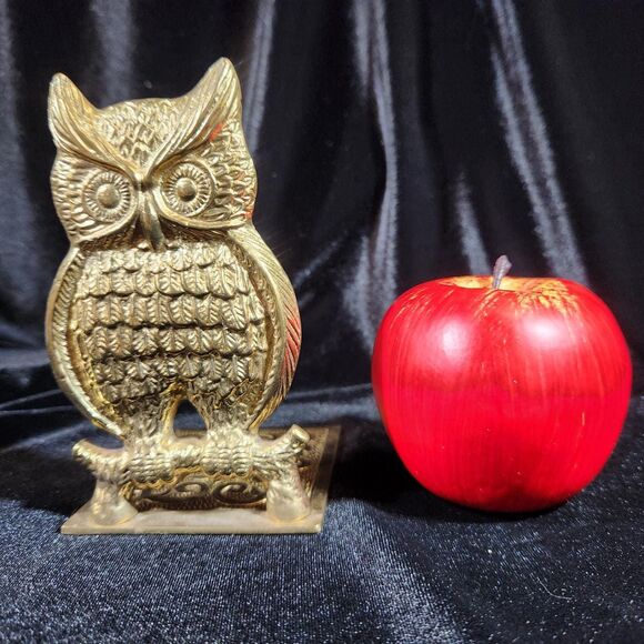 Brass Owl Bookends Set Figural Figurine w Book Holder Lip Ornate Vintage Korea - Picture 2 of 12